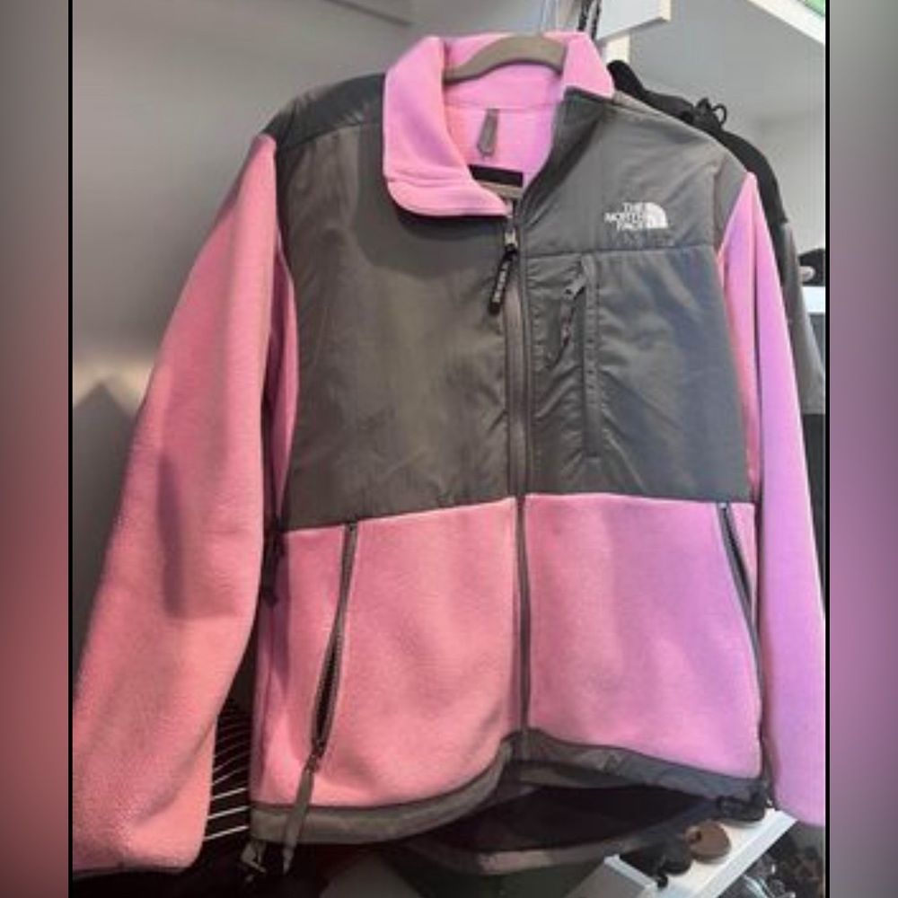 North face pink and grey warm fleece
